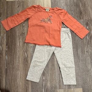 Cherokee Coral Crewneck Top + Grey Pants